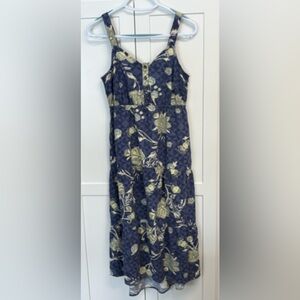 Sonoma Women's Faded Blue Floral Summer/Beach Casual Dress Size small